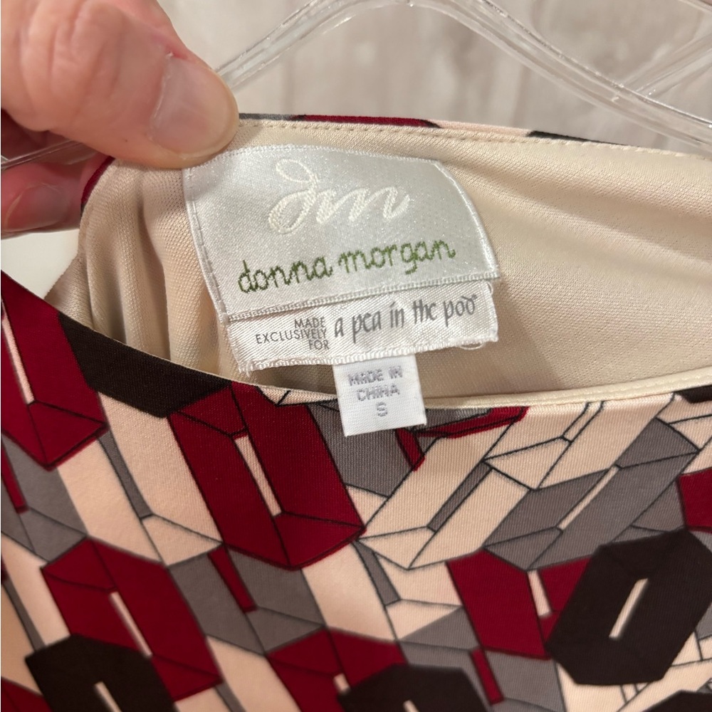 Donna Morgan made for Pea in the Pod Red and Gray Patterned Dress